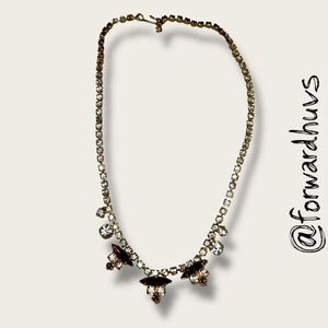 Vintage Rhinestone Statement Necklace – Foldover Clasp – Mid-Century Glam